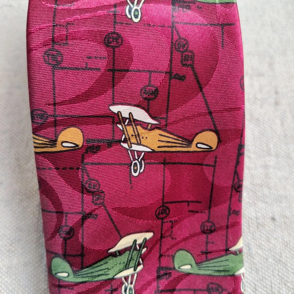 Royal Knight Mens OS Biplane Aviation Tie Burgundy Polyester Aviatorcore Retro